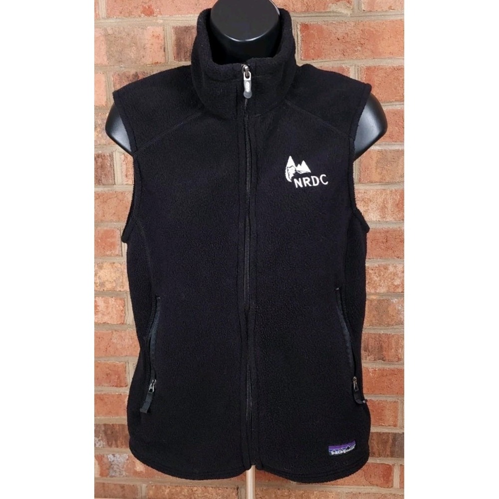Patagonia Synchilla NRDC Black Fleece Full Zip Vest Womens Size Medium